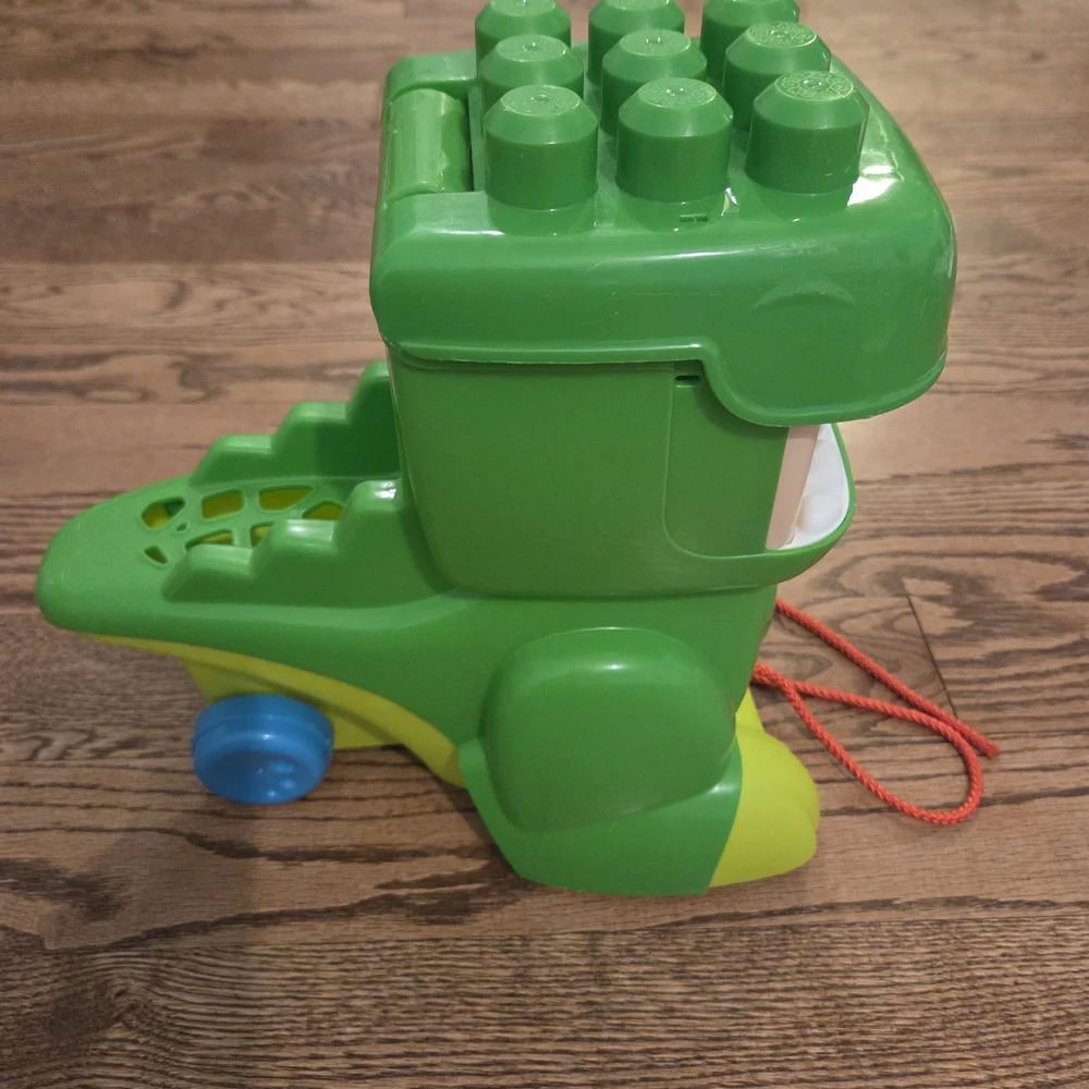 Mega Bloks - Green Dinosaur Blocks Storage - Pull Toy for Toddlers